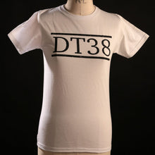 Load image into Gallery viewer, T-Shirt - White with Distressed Black DT38 Logo