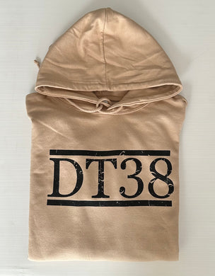 Fawn Hoodie with Distressed Black DT38 Logo