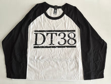 Load image into Gallery viewer, T-Shirt - Black and White Raglan with Black DT38 Logo
