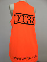 Load image into Gallery viewer, Orange Running Vest with Distressed Black DT38 Logo