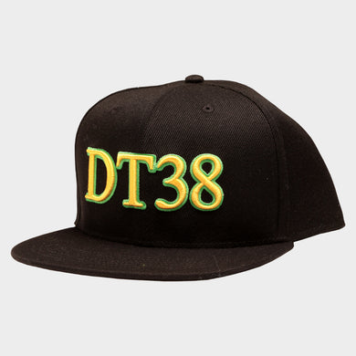 DT38 Snapback Cap - Black with Green and Gold