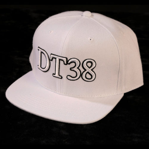 DT38 Snapback Cap - White with Black and White
